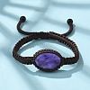 Adjustable Oval Natural Amethyst Braided Bead Bracelets BJEW-H626-02-15-2