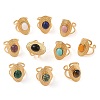 Oval Natural Mixed Stone Finger Rings RJEW-Z057-14G-1