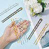 6Pcs 3 Colors Brass Hair Forks for Women AJEW-GO0002-34-3