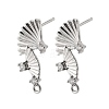 Brass Micro Pave Cubic Zirconia Stud Earring Findings KK-K371-44P-1