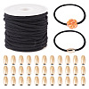 5M Round Nylon Elastic Cord with 100Pcs Gold Plastic Beads DIY-TA0011-37-1