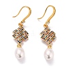 Chinese Knot Sparkling Cubic Zirconia Flat Round Pendant Dangle Earrings for Her ZIRC-C025-19G-1