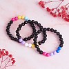 Acrylic Round Beaded Stretch Bracelet for Women BJEW-SW00066-03-2