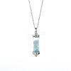 Natural Aquamarine Chip Wishing Bottle Cone Love Glass Pendant Necklaces FL0210-3-1