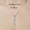 201 Stainless Steel Hollow Leaf Pendant Necklace NJEW-OY001-68-3