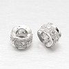 Anti-Tarnish Rhodium Plated 925 Sterling Silver Cubic Zirconia European Beads STER-O024-01-2