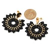 304 Stainless Steel & Bohemian Beaded Flower Dangle Stud Earrings for Women EJEW-R001-04A-3