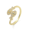 Brass Micro Pave Cubic Zirconia Cuff Finger Rings RJEW-H225-02G-1