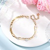 Brass Link Chain & 304 Stainless Steel Textured Dapped Chains Bracelets for Women BJEW-JB12481-04-1