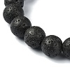 Natural Dyed Crackle Agate & Lava Rock Round Beaded Stretch Bracelet BJEW-TA00444-04-4