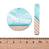 12Pcs 6 Styles Opaque Resin & Ash Wood Pendants RESI-N053-12-4