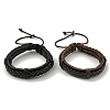 Adjustable PU Leather & Waxed Braided Cord Bracelets BJEW-F468-17-1