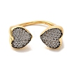 Rack Plating Brass Micro Pave Clear Cubic Zirconia Cuff Rings for Women RJEW-G325-13E-GP-2