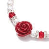 Shell Pearl & Synthetic Coral Beads Bracelets for Women BJEW-TA00678-3
