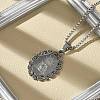 304 Stainless Steel Oval with Virgin Pendant Box Chain Necklaces NJEW-H055-08P-2