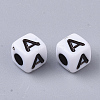 White Opaque Acrylic Beads X-MACR-R869-02A-2