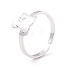 Non-Tarnish Kittens and Puppies 304 Stainless Steel Cuff Ring for Women RJEW-B035-09P-1