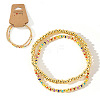 2Pcs Fashionable Brass & Seed Beads Beaded Stretch Bracelet Sets for Women ZD1327-8-1
