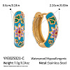 304 Stainless Steel Flower Hoop Earrings BA9451-1-1