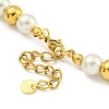 8mm 304 Stainless Steel & 201 Stainless Steel & Plastic Pearl Round Beaded Necklaces for Women NJEW-G144-03G-3