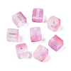 Frosted Glass Beads with Golden Glitter Powder LS-DGLA-NH001-8mm-01J-1