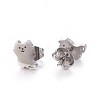 Tarnish Resistant 304 Stainless Steel Kitten Stud Earrings EJEW-F227-10P-2