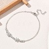 Brass Pave Clear Cubic Zirconia Flower Link Bracelets KK-CBA6980-24P-1
