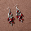 Bohemian Style Oval Alloy Resin Tassel Dangle Earrings FS-WG90D95-02-1