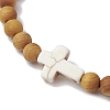 2Pcs Wood Beads Stretch Bracelets for Couple BJEW-JB11305-03-4