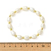 Brass & Natural Cultured Freshwater Pearl Beaded Stretch Bracelets for Women BJEW-JB13740-4