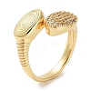 Rack Plating Brass Pave Clear Cubic Zirconia Open Cuff Rings RJEW-M172-10G-1