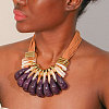 Aluminum & CCB & Acrylic Teardrop Bib Necklaces FS-WG64E85-04-2