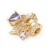 Brass Micro Pave Cubic Zirconia Beads KK-D357-20G-2