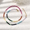 7 Chakra Faceted Round Cubic Zirconia Beaded Necklaces with Brass End Chains for Women NJEW-L014-05G-2