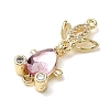 Brass Micro Pave Clear Cubic Zirconia Fish Links Connector Charms KK-K375-26G-3