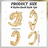 4Pcs Triple C-Shaped Alloy Micro Pave Clear Cubic Zirconia Cuff Earrings EJEW-WR0001-011-2