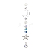 Stainless Steel Starfish & Brass Moon Hanging Suncatchers HJEW-JM04623-2