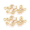 Brass Pave Clear Cubic Zirconia Word Love Links/Connector Charms KK-T077-65G-1