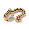 Rack Plating Brass Micro Pave Cubic Zirconia Spring Gate Rings Clasps KK-NH0002-07G-02-2