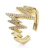 Rack Plating Brass Micro Pave Clear Cubic Zirconia Cuff Finger Rings for Women RJEW-M028-46G-2