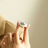 Oval 304 Stainless Steel with Natural Howlite Finger Rings FS-WGC5475-09-1