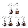 Natural Tiger Eye Palm Dangle Earrings EJEW-A092-09P-17-1