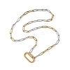 3.5MM Duo Tone Brass Paperclip Chain Necklaces with 304 Stainless Steel Screw Clasps NJEW-JN06537-3