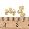 Rack Plating Brass Clear Cubic Zirconia Triple Flat Round Chandelier Component Links KK-L224-091G-3