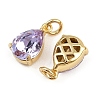 Teardrop Brass Glass Charms KK-L240-06G-01-2