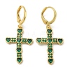 Cross Real 18K Gold Plated Brass Dangle Leverback Earrings EJEW-A033-01G-01-1