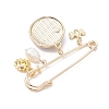 Flower & Bee Iron & Alloy Enamel Charm Brooches JEWB-BR00187-02-4