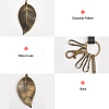 CHGCRAFT 1Pc Vintage Alloy Leaf Leather Pendant Decoration KEYC-CA0001-45-4