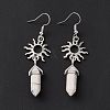 Synthetic Howlite Bullet with Sun Dangle Earrings EJEW-I276-01P-18-3