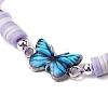 4Pcs 4 Styles Adjustable Printed Alloy Butterfly Link Bracelet Sets BJEW-JB10897-4